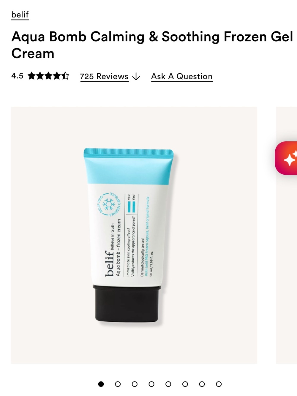 Belif Aqua Bomb Calming & Soothing Frozen Gel Cream, never used!